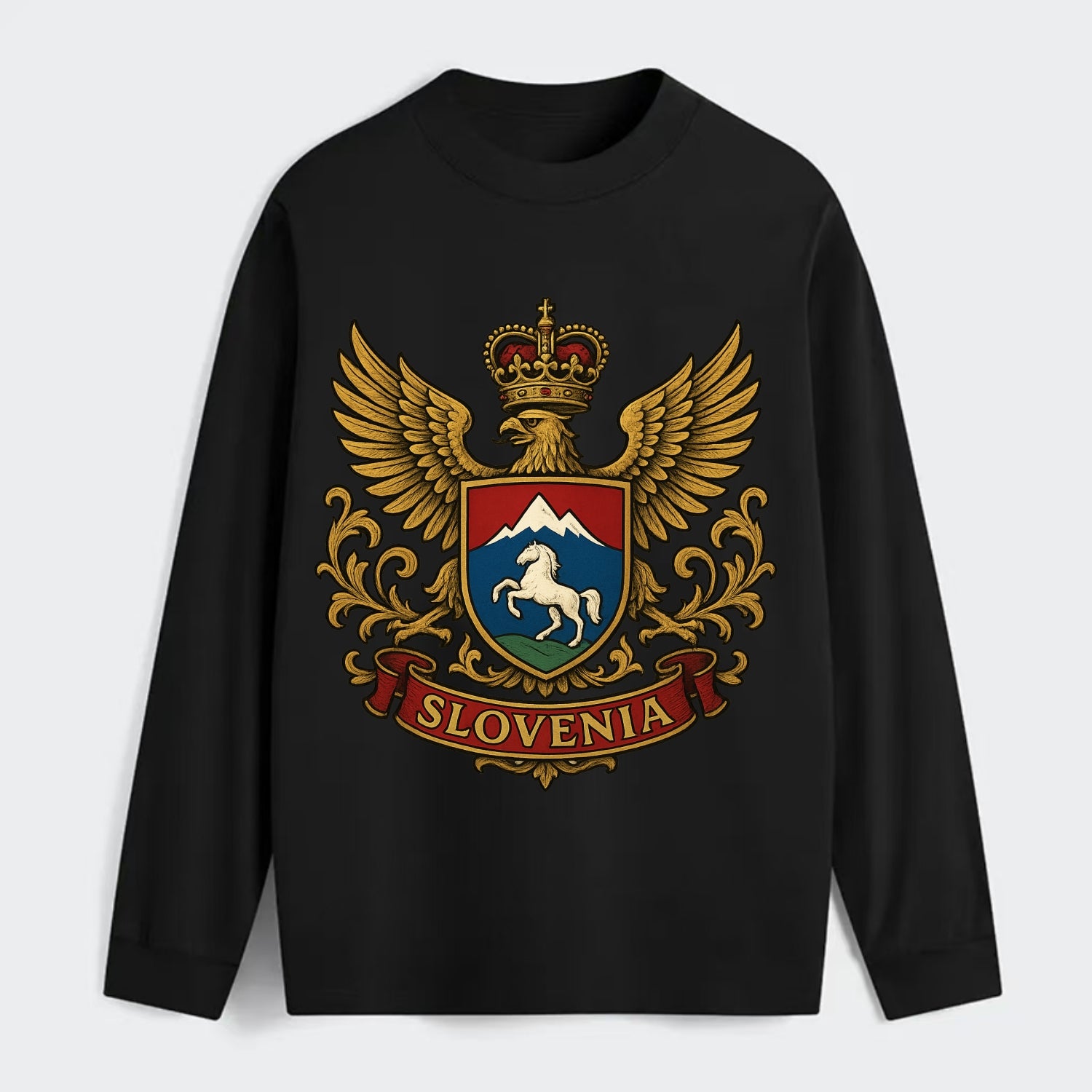Slovenia Heritage Badge - Classic Long Sleeve Shirt - Black