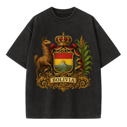 Bolivia Royal Logo  - Vintage T-shirt - Black