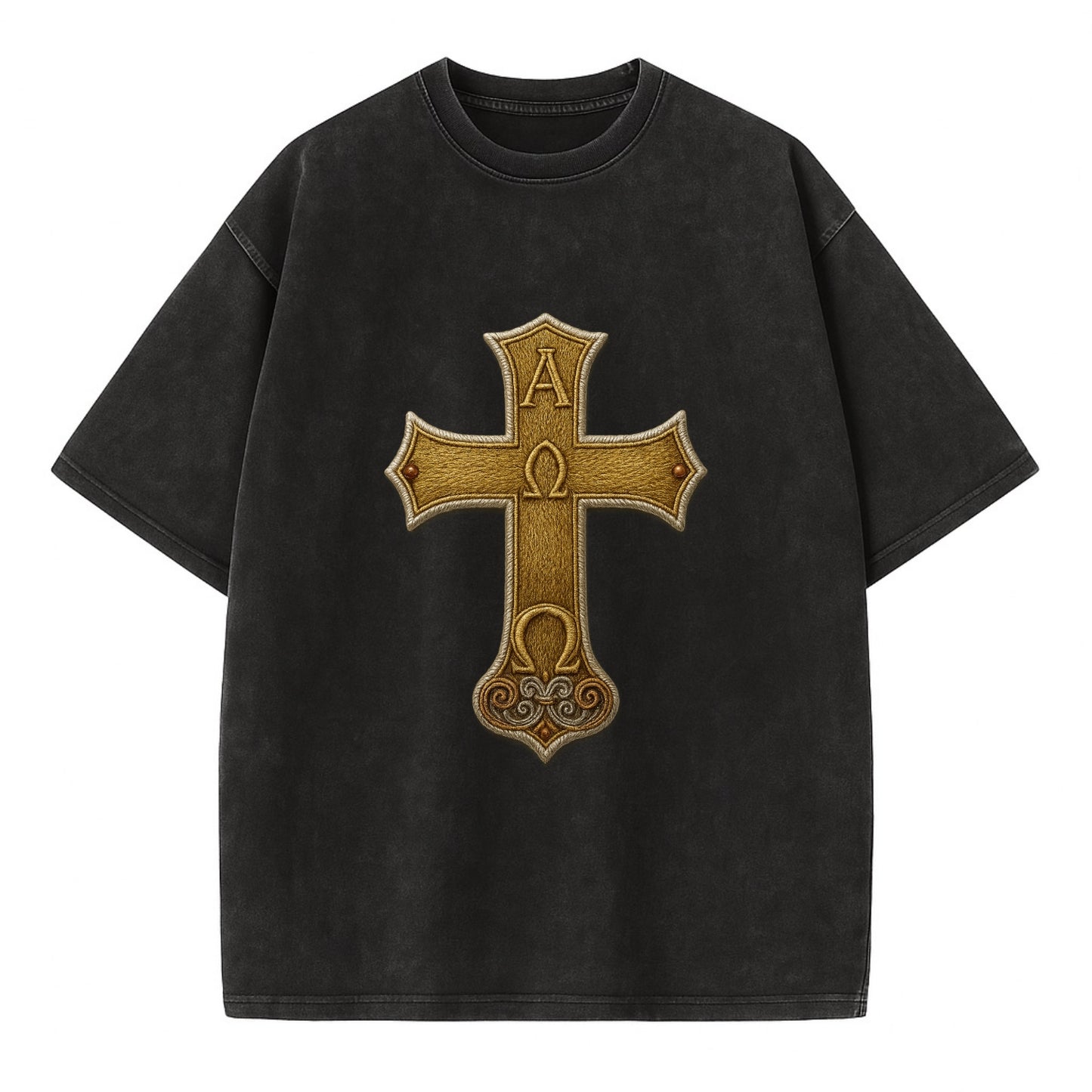 Alpha Omega Cross  - Vintage T-shirt - Black
