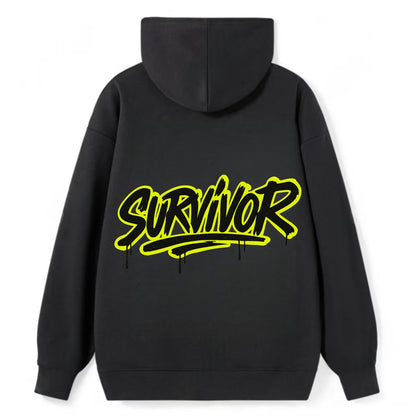 Bold typography design - "SURVIVOR" - overcomer, still standing, made it - Classic Pullover Hoodie - Black
