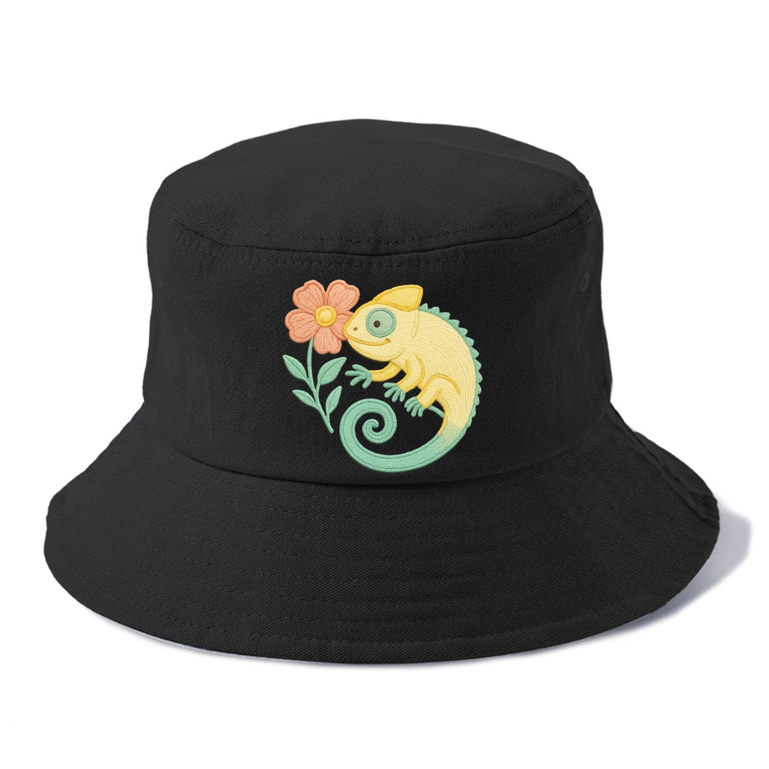 Yellow Chameleon - Bucket Hat - Black