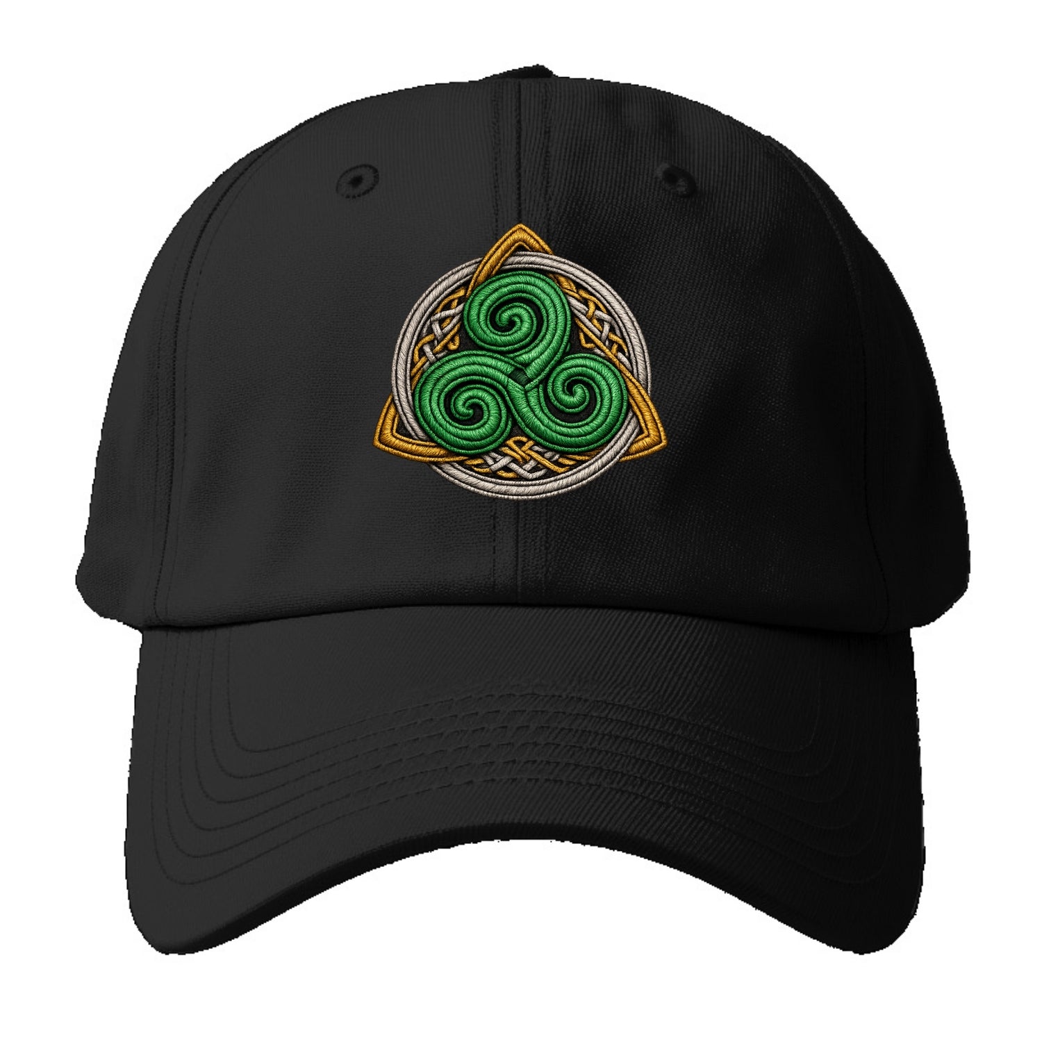 Spiral Knot Triskele - Baseball Cap For Big Heads - Black