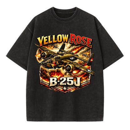 B 25j Yellow Rose - Vintage T-shirt - Black