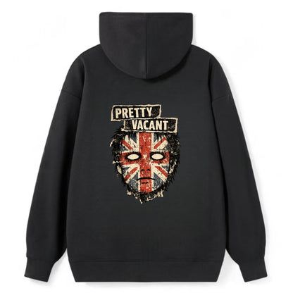 PRETTY VACANT | Blank stare Union Jack face | Empty expression | Punk - Classic Pullover Hoodie - Black