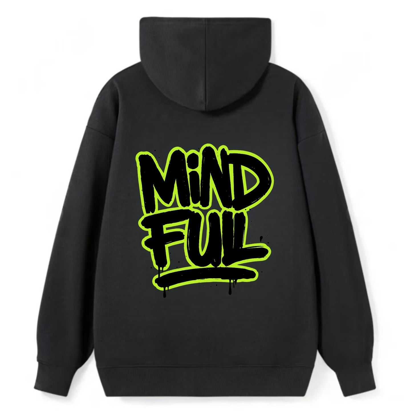 Bold typography design - "MINDFUL" - present awareness, conscious living - Classic Pullover Hoodie - Black