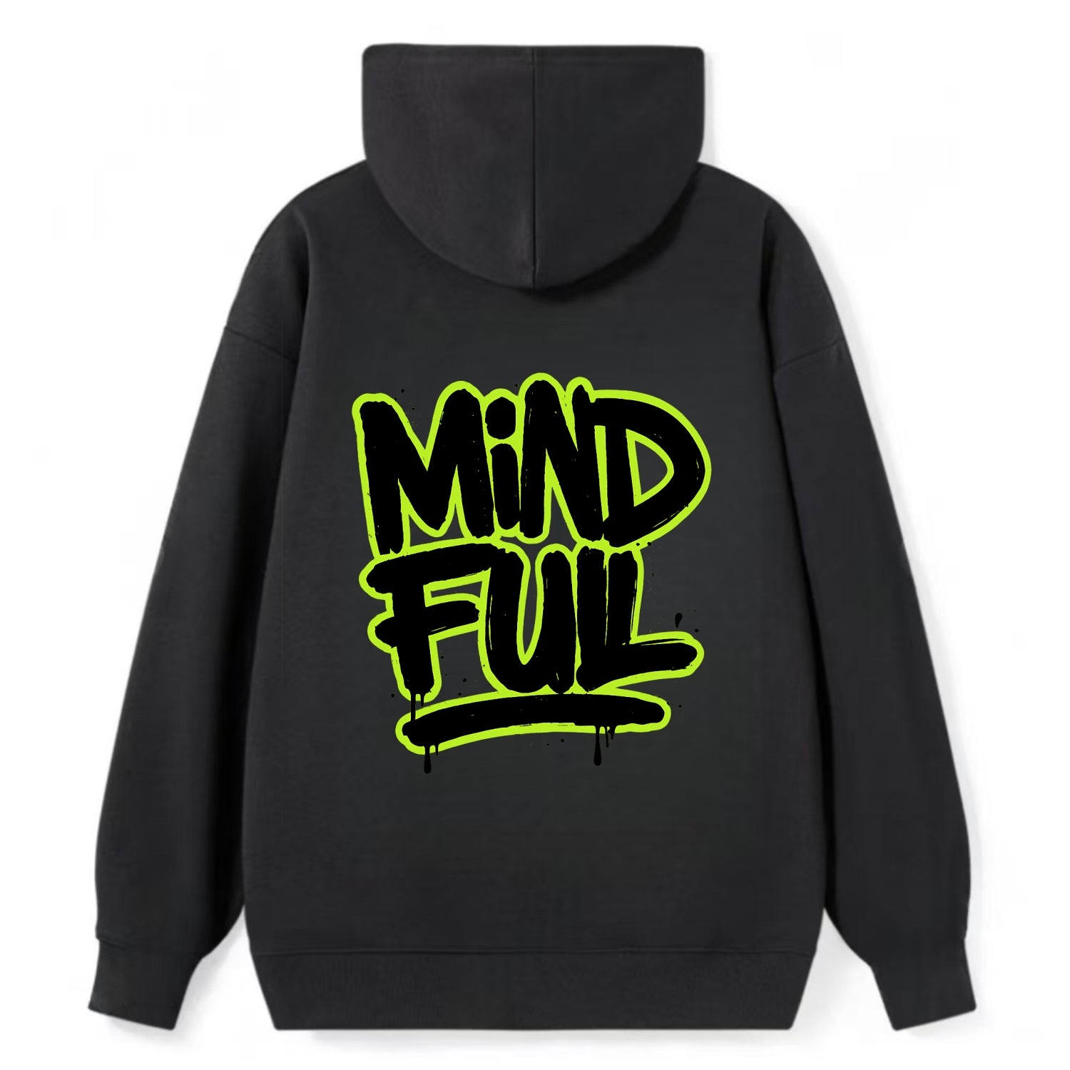 Bold typography design - "MINDFUL" - present awareness, conscious living - Classic Pullover Hoodie - Black