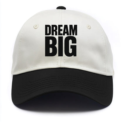 Bold typography design - "DREAM BIG" - ambitious goals, no limits - Two Tone Cap - Black