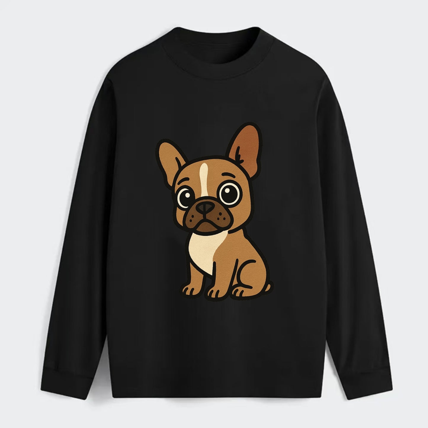 French Bulldog - Head tilt one ear up - Classic Long Sleeve Shirt - Black