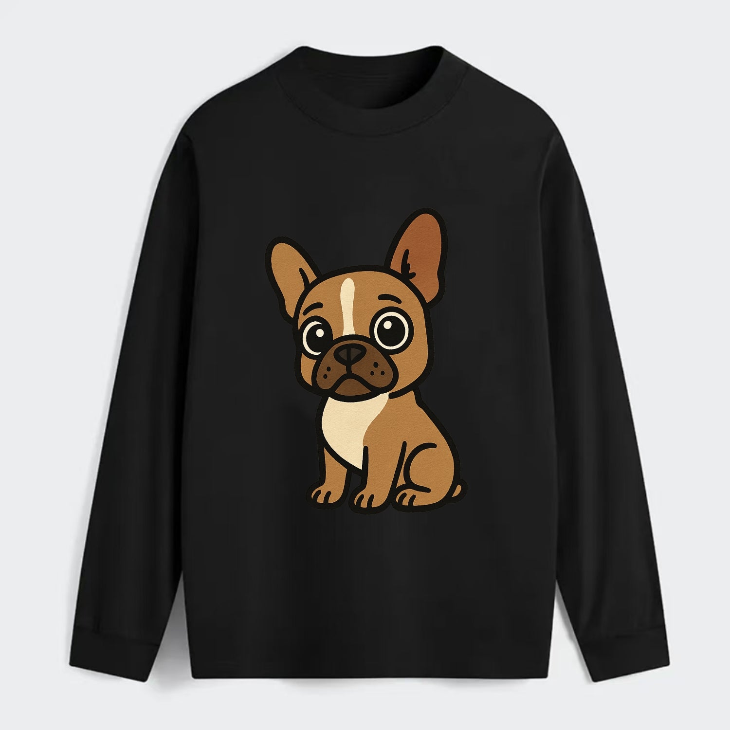 French Bulldog - Head tilt one ear up - Classic Long Sleeve Shirt - Black