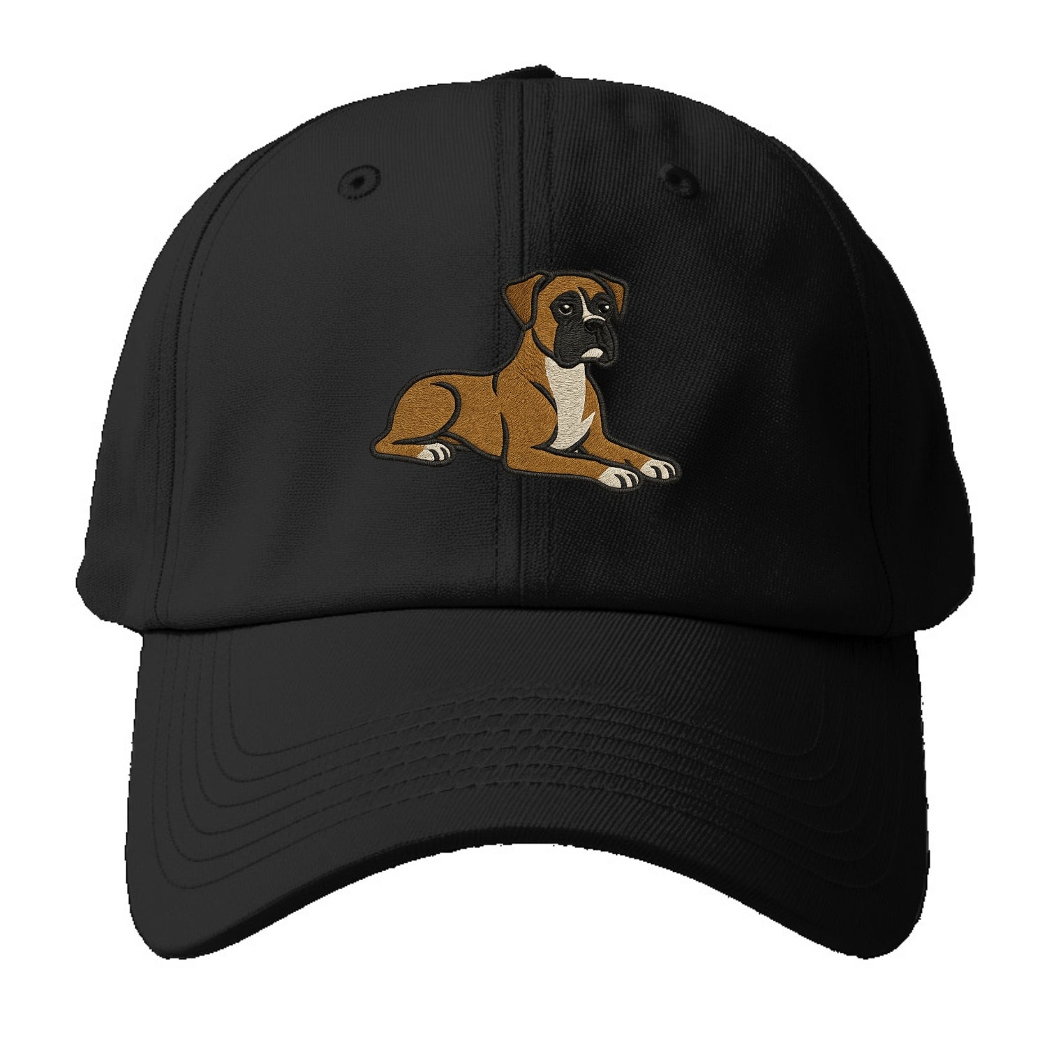 Boxer - Fawn colored relaxed lying down Baseball Cap For Big Heads - Black