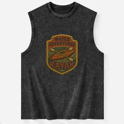 Kayak with paddle - water adventurer - Vintage Washed Tank - Black