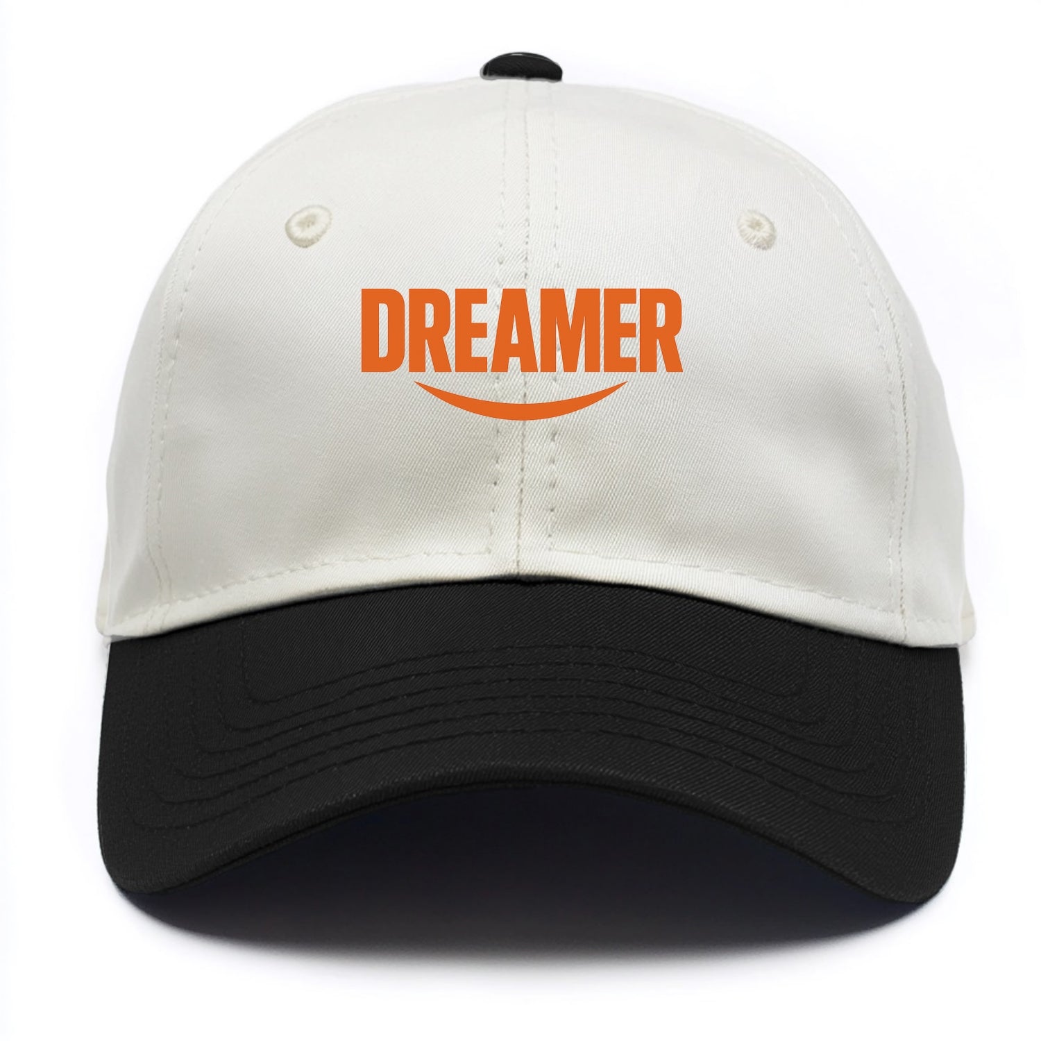 Bold typography design - "DREAMER" - imagination, seeing possibilities - Two Tone Cap - Black
