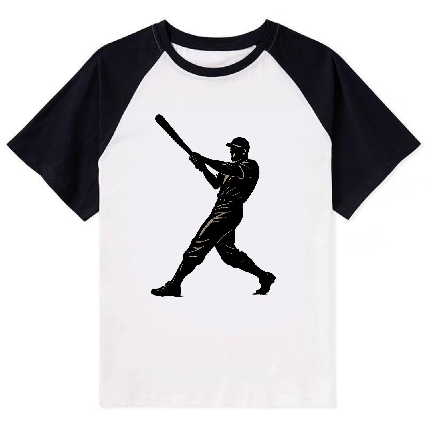 Baseball batter in full swing - Contrast Raglan T-shirt - Black