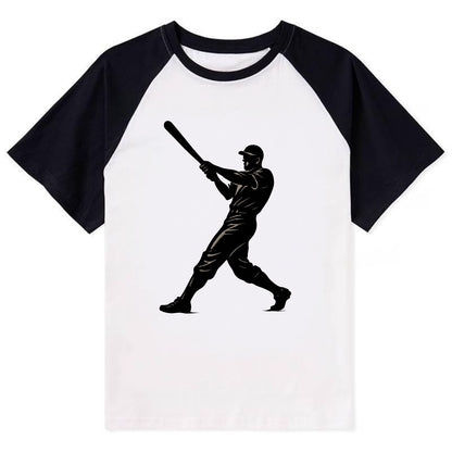 Baseball batter in full swing - Contrast Raglan T-shirt - Black