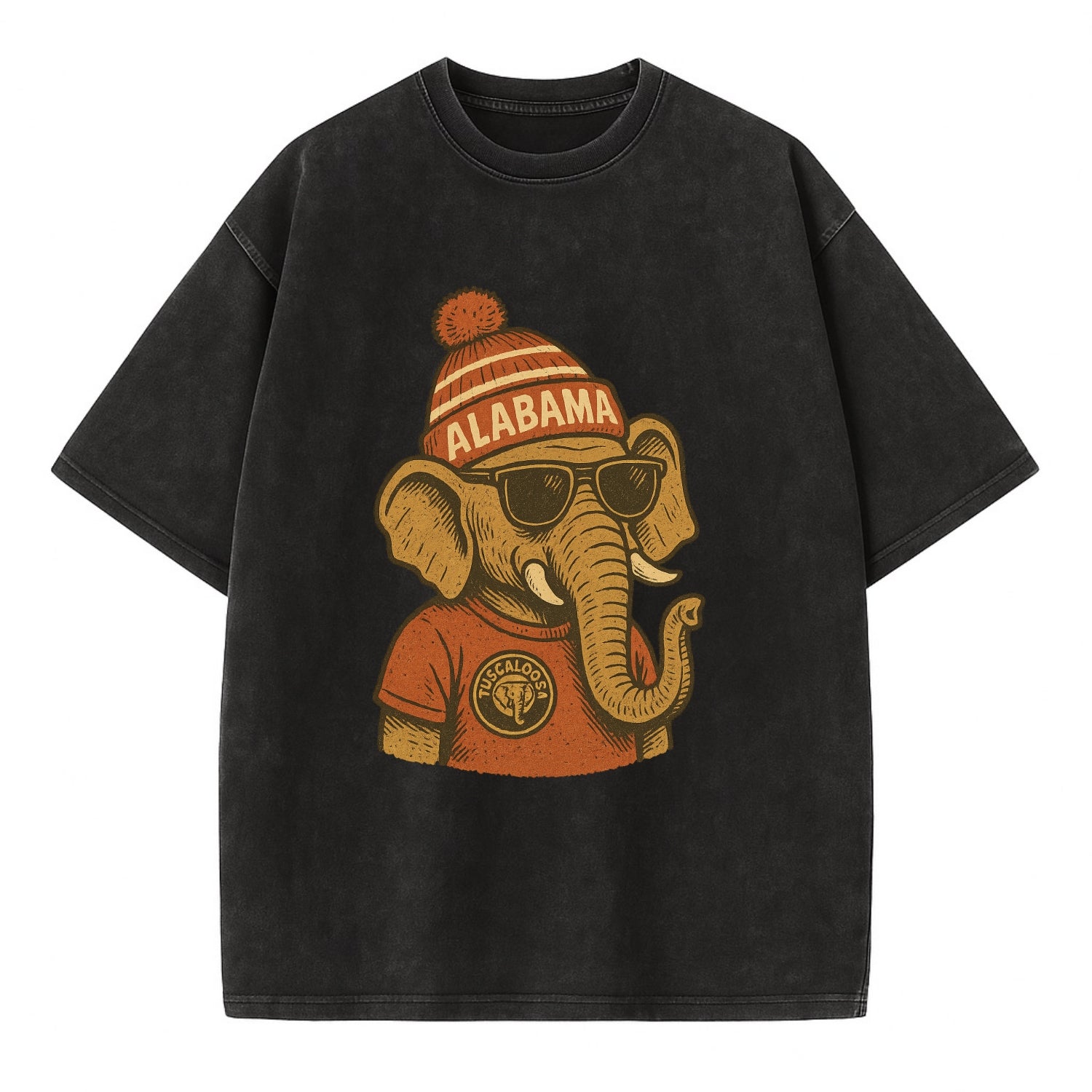 Tuscaloosa Crimson Elephant wearing Alab - Vintage T-shirt - Black