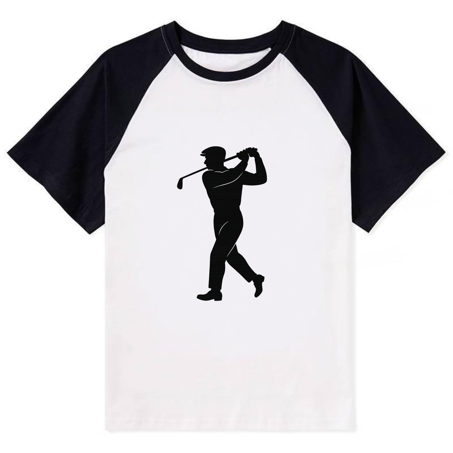 Golfer perfect swing follow-through - Contrast Raglan T-shirt - Black