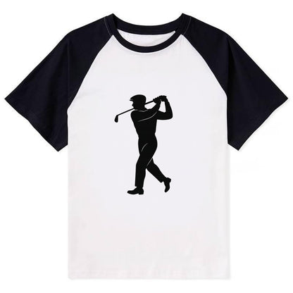 Golfer perfect swing follow-through - Contrast Raglan T-shirt - Black