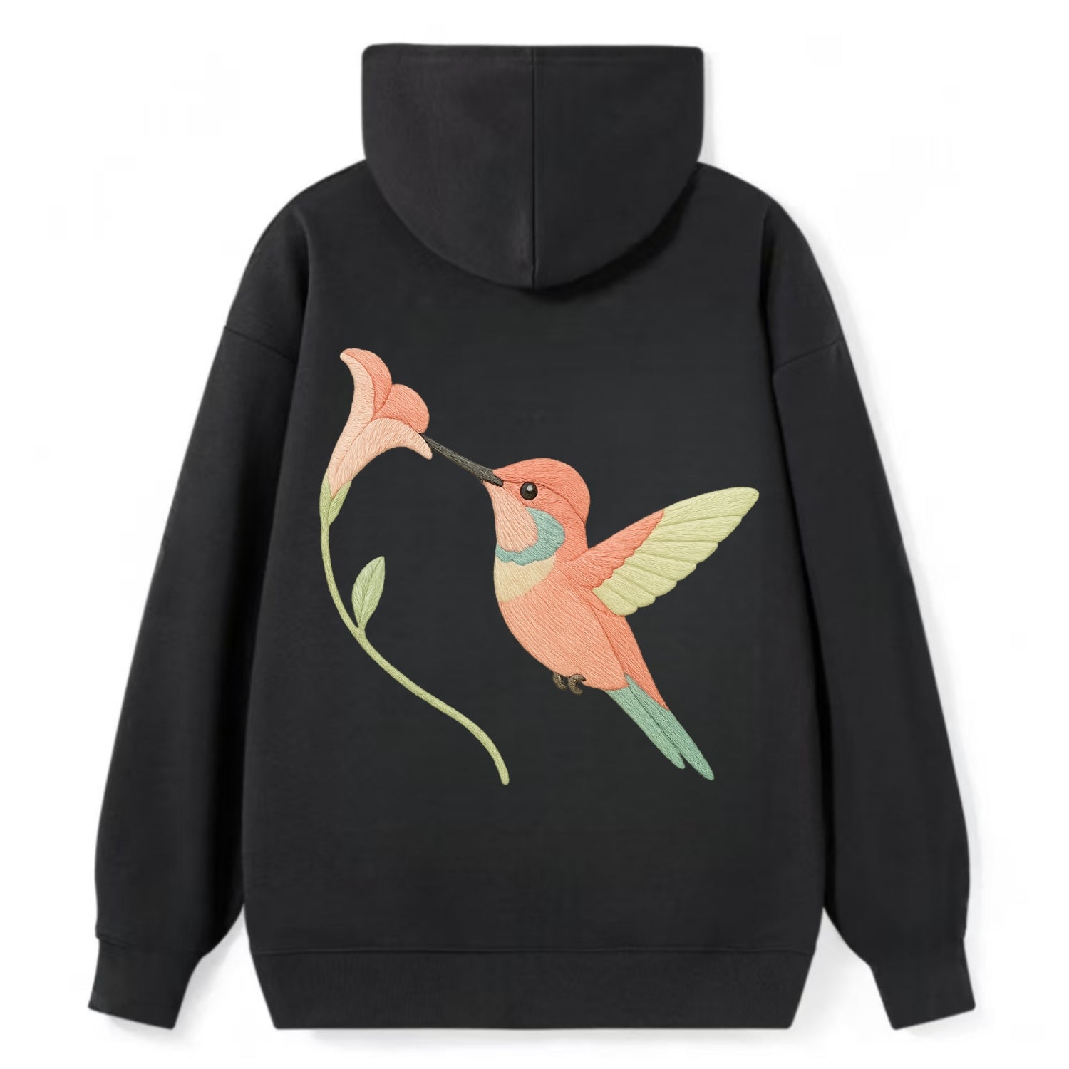 Coral Hummingbird - Classic Pullover Hoodie - Black