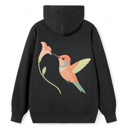 Coral Hummingbird - Classic Pullover Hoodie - Black