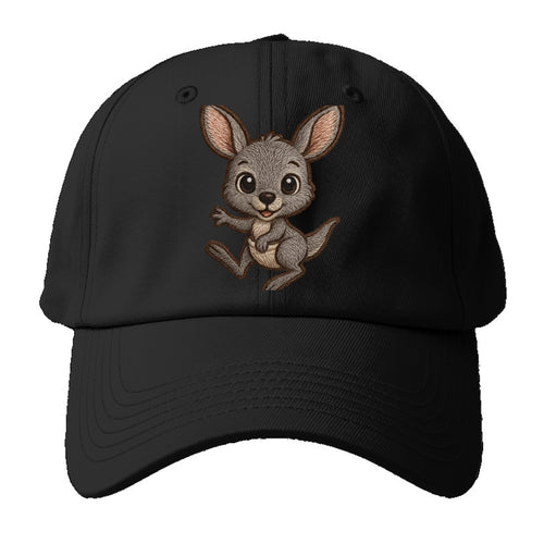 Baby Kangaroo Joey - gray fur, large ears, in pouch peek, bright eyes, - Baseball Cap For Big Heads