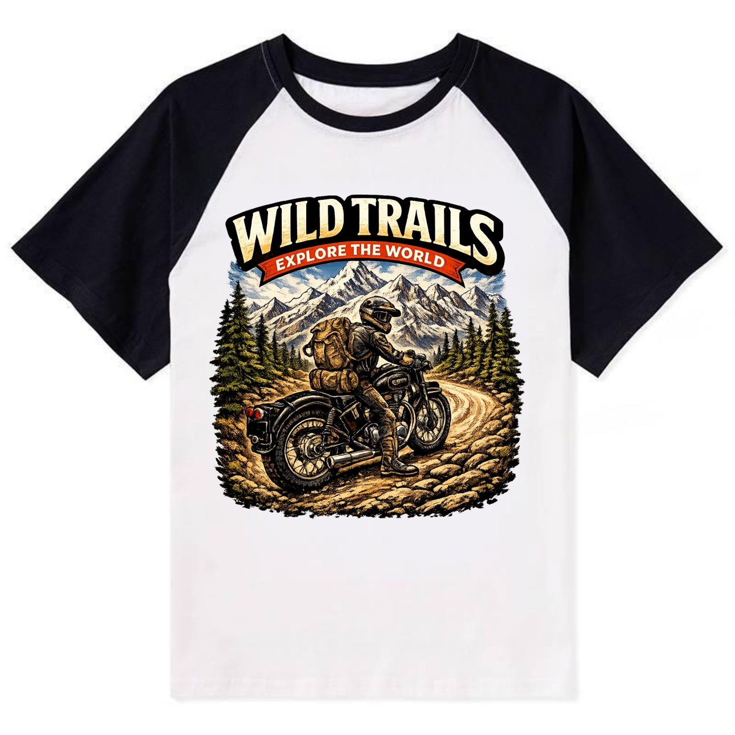 Wild Trails Explorer - Contrast Raglan T-shirt - Black