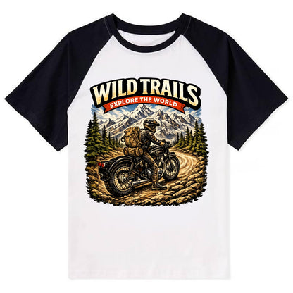 Wild Trails Explorer - Contrast Raglan T-shirt - Black