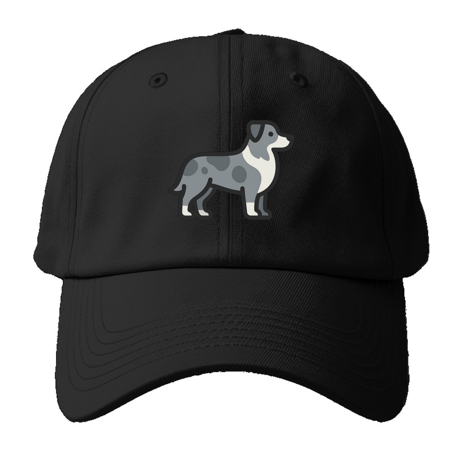 Australian Shepherd - Blue merle flat side profile - Baseball Cap For Big Heads - Black