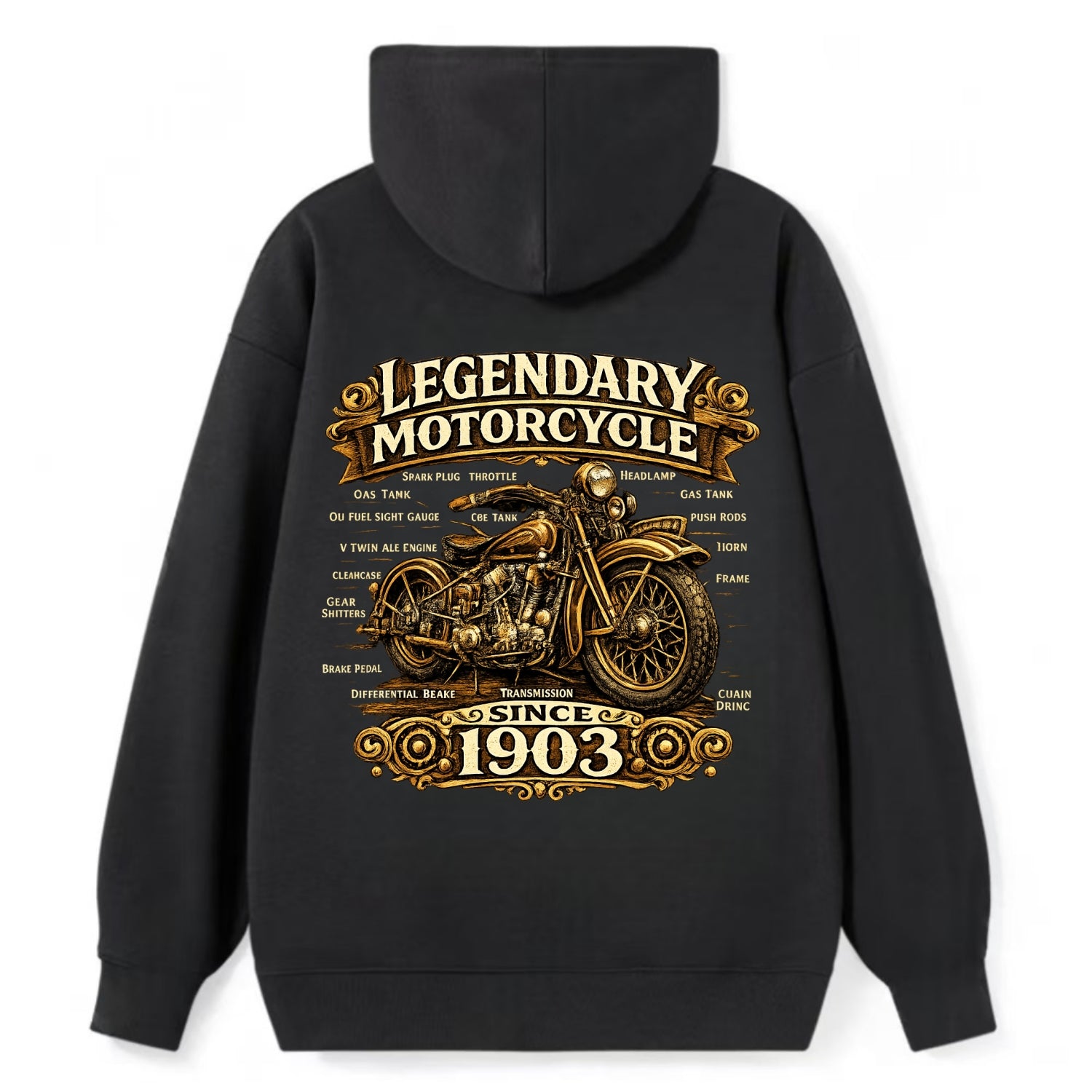 Legendary Motorcycle 1903 - Classic Pullover Hoodie - Black