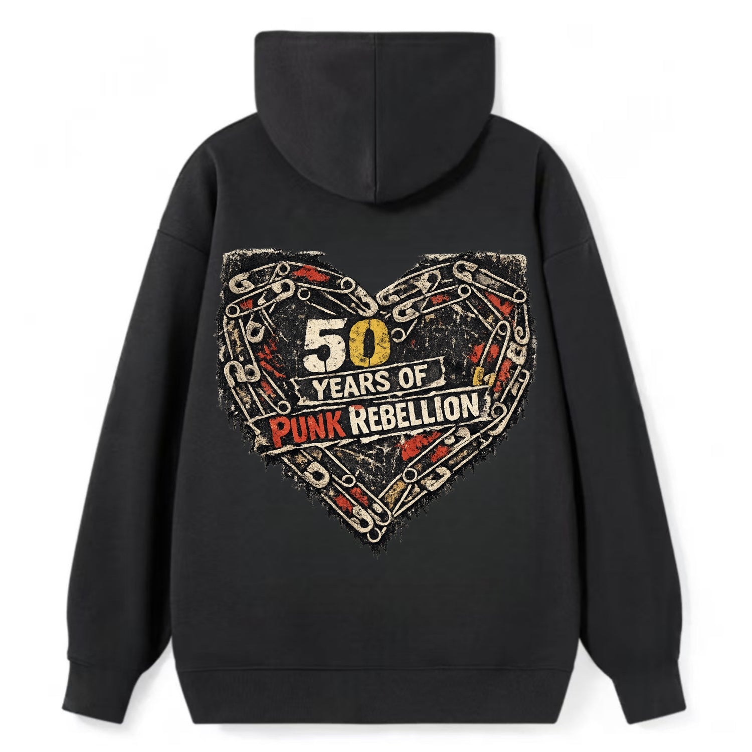 SAFETY PIN LOVE | Heart made of safety pins | Punk romance | DIY jewelry - Classic Pullover Hoodie - Black