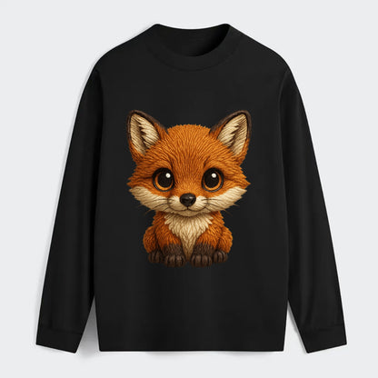 Baby Red Fox - russet fur, white chest, big amber eyes, perky ears, - Classic Long Sleeve Shirt - Black