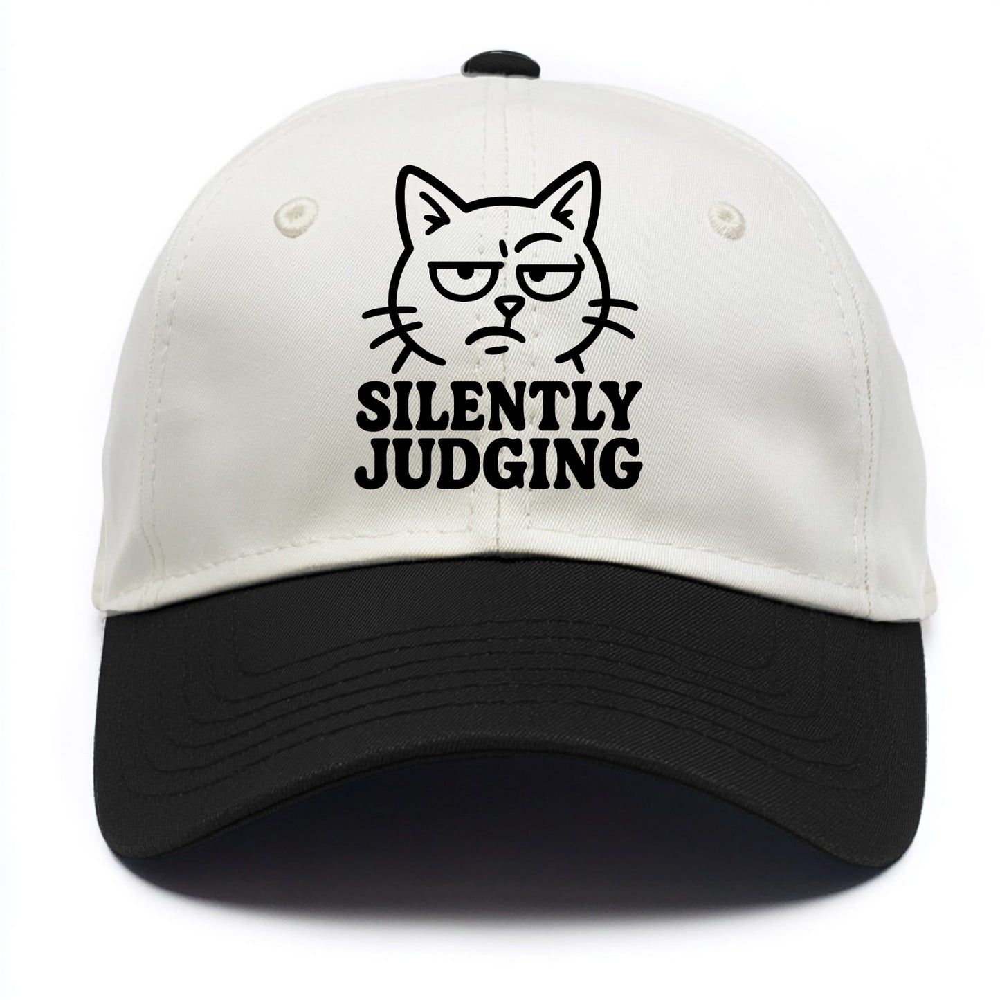 Sassy Side-Eye Cat - Two Tone Cap - Black