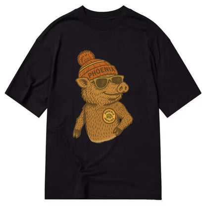 Phoenix Javelina wearing Phoenix beanie with pom pom and wayfarer sunglasses - Classic T-shirt - Black