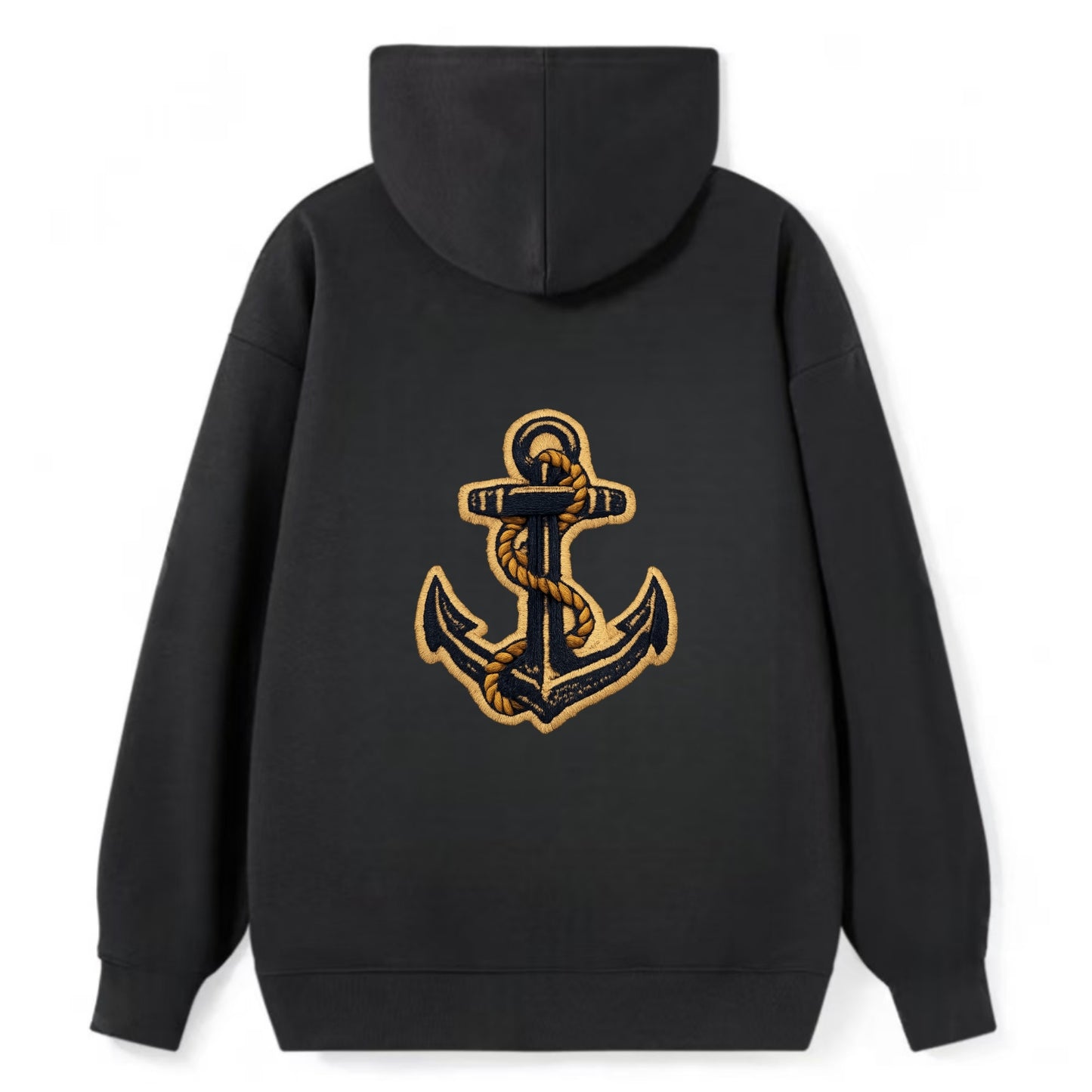 ANCHOR ROPE - classic anchor with rope in navy and gold , sailor - Classic Pullover Hoodie - Black