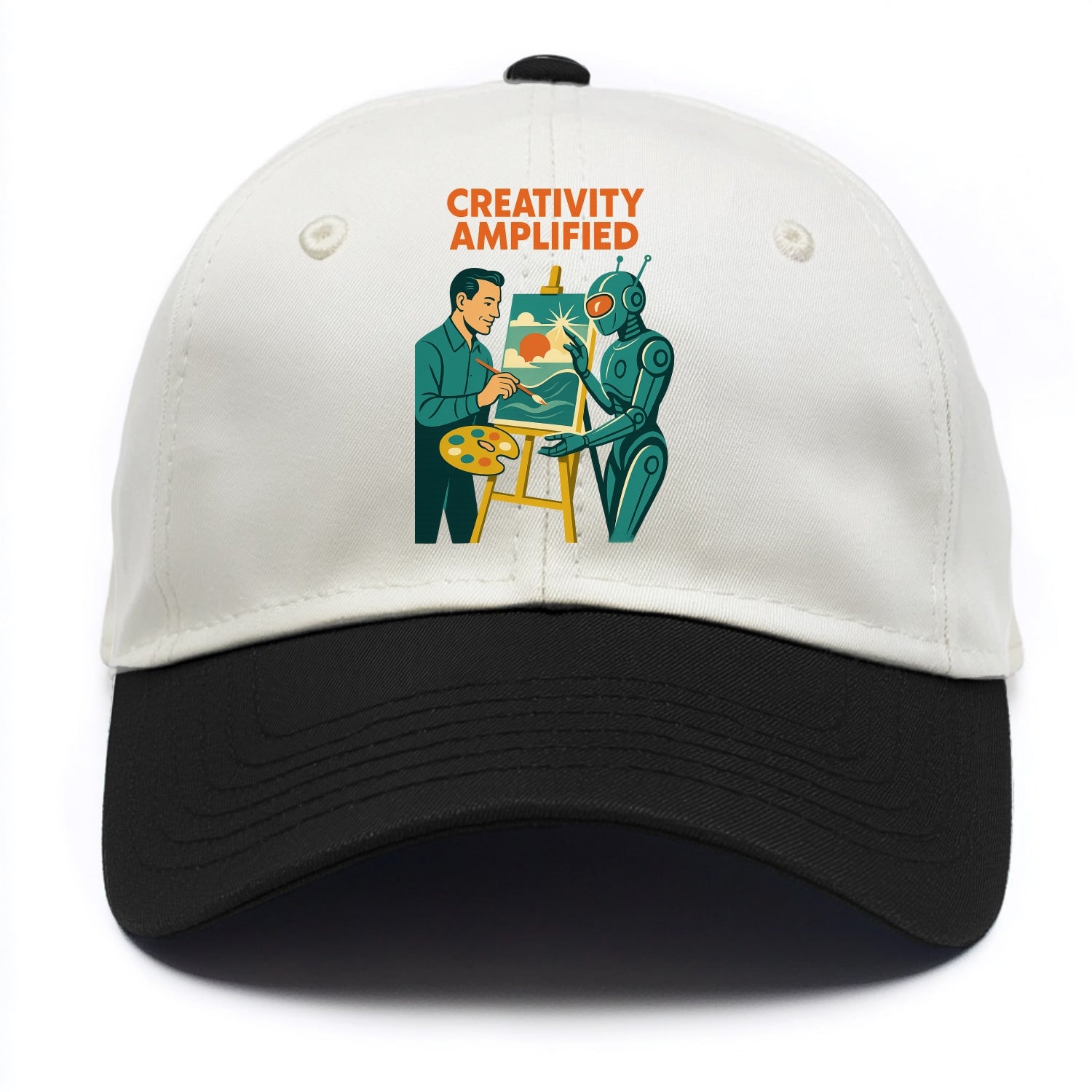 Artist and AI creating beautiful masterpiece together - "Creativity Amplified" - - Two Tone Cap - Black