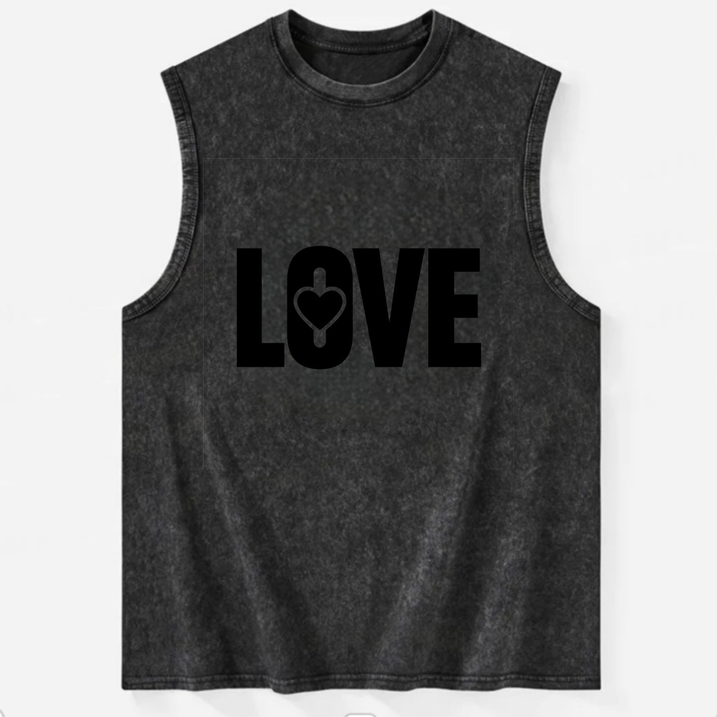 Bold typography design - "LOVE" - universal connection, heart centered - Vintage Washed Tank - Black