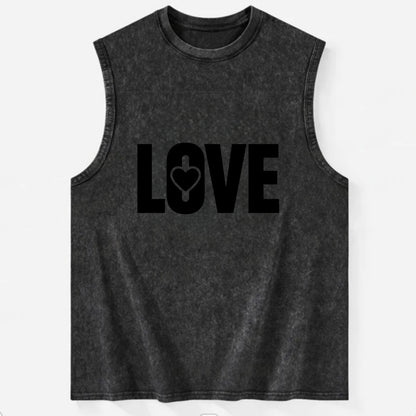 Bold typography design - "LOVE" - universal connection, heart centered - Vintage Washed Tank - Black