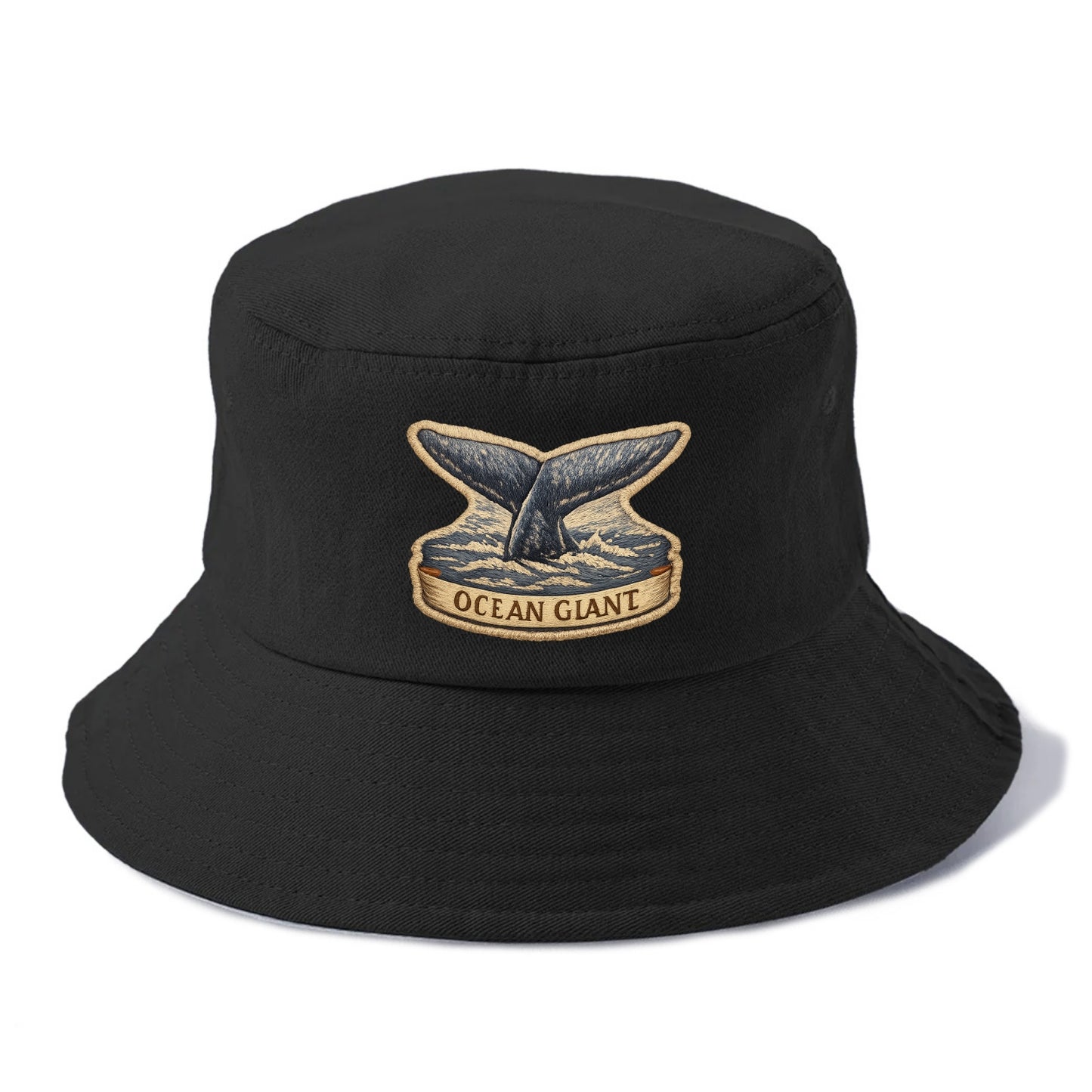 WHALE TAIL - diving whale in blue and gray , ocean giant - Bucket Hat - Black