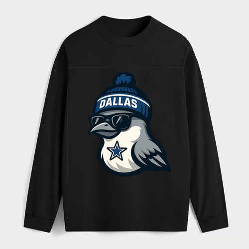 Dallas Mockingbird wearing Cowboys beanie with sheriff star and - Classic Long Sleeve Shirt