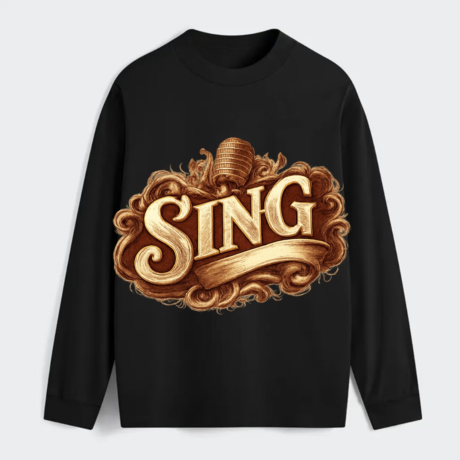 Bold typography design - "SING" - vocal expression, musical soul - Classic Long Sleeve Shirt - Black
