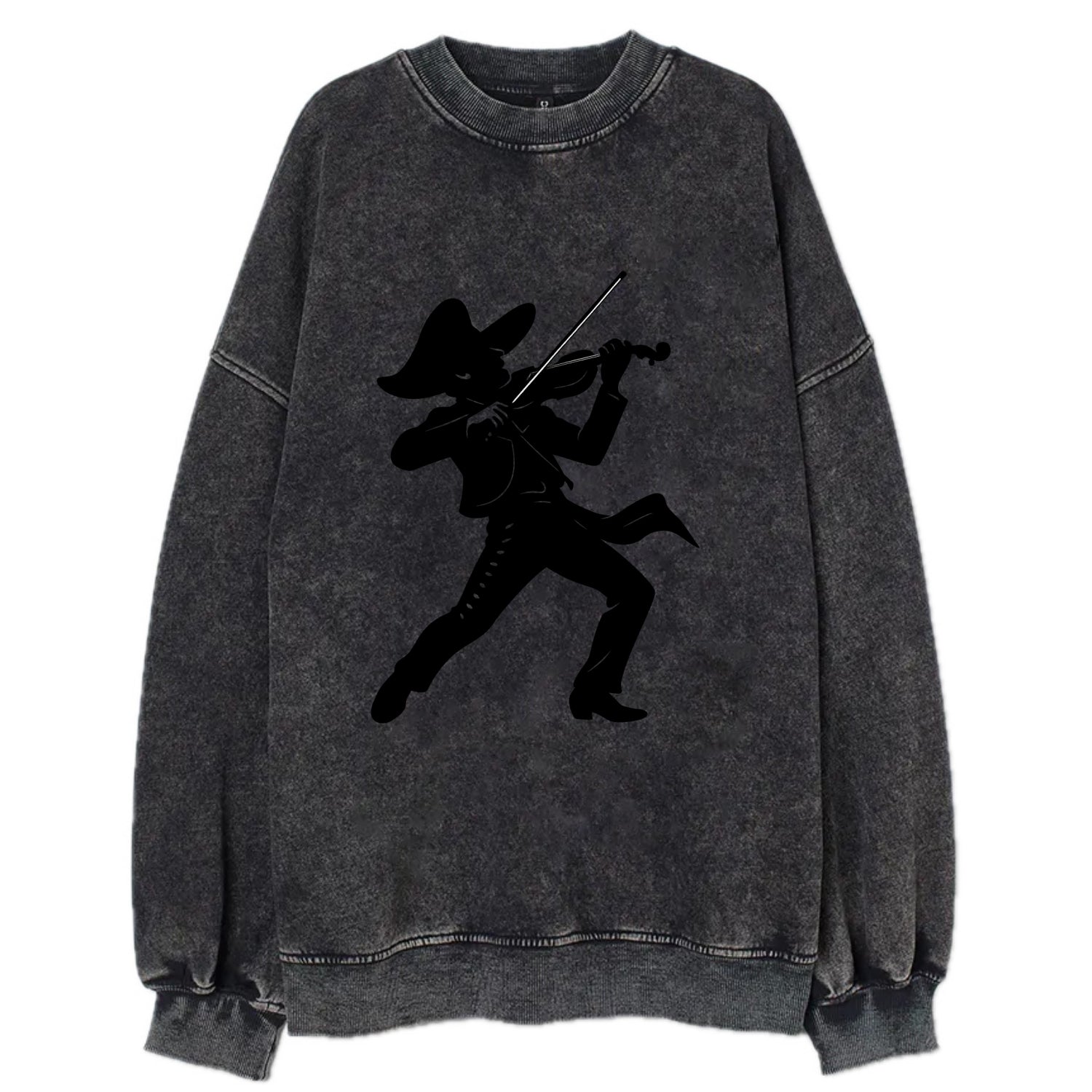 Mariachi violinist passionate performance - Vintage Sweatshirt - Black