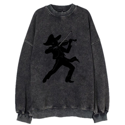 Mariachi violinist passionate performance - Vintage Sweatshirt - Black