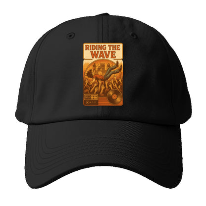 Crowd surfing at packed concert - "Riding the Wave" - concert energy - Baseball Cap - Black