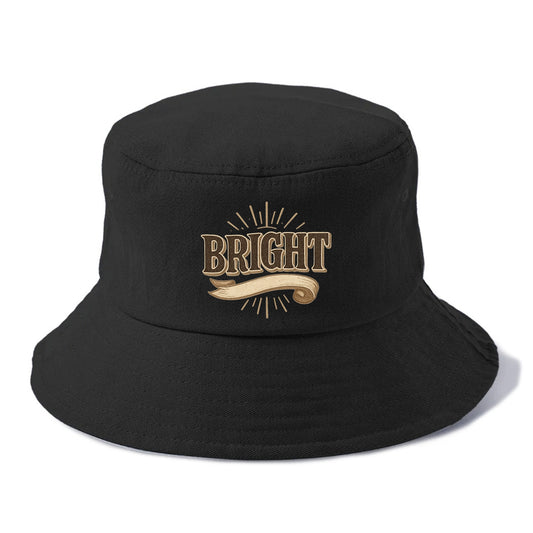 Bold typography design - "BRIGHT" - intelligent, shining - Bucket Hat - Black