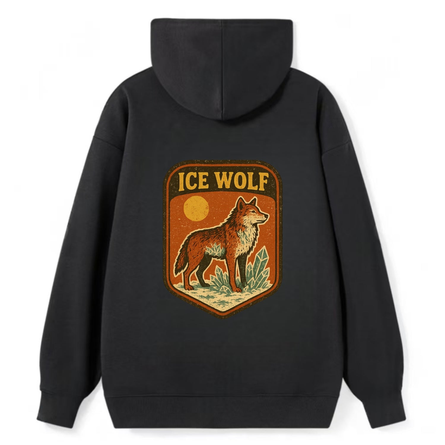 Ice Wolf Crystal  - Classic Pullover Hoodie - Black