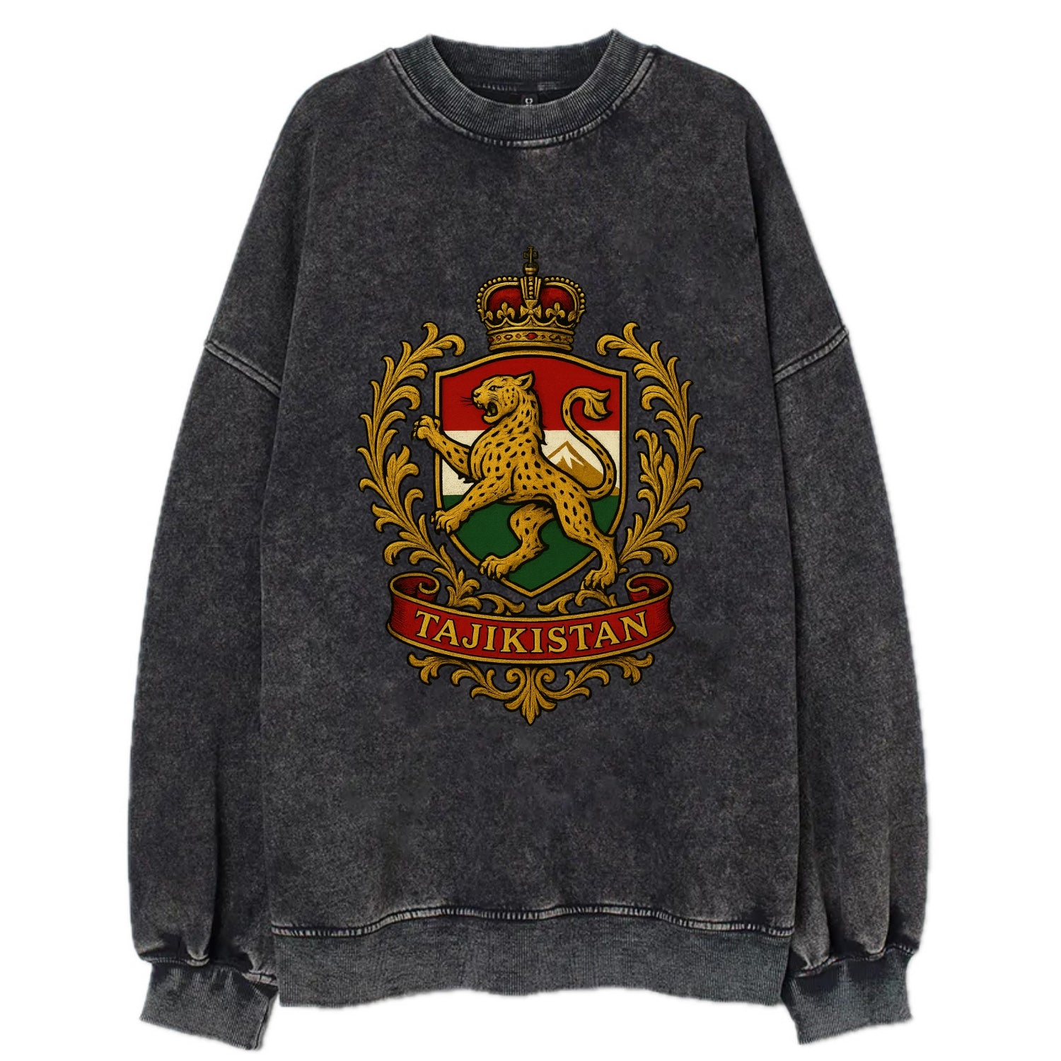 Tajikistan Heritage Badge  - Vintage Sweatshirt - Black