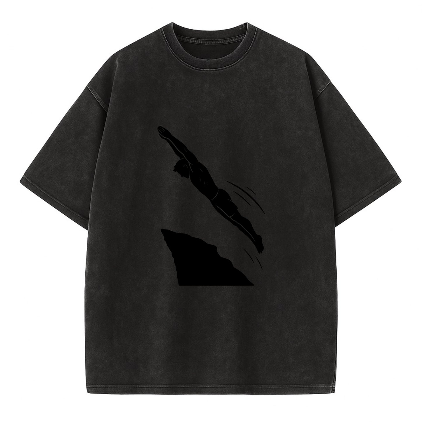 Cliff diver perfect form - Vintage T-shirt - Black