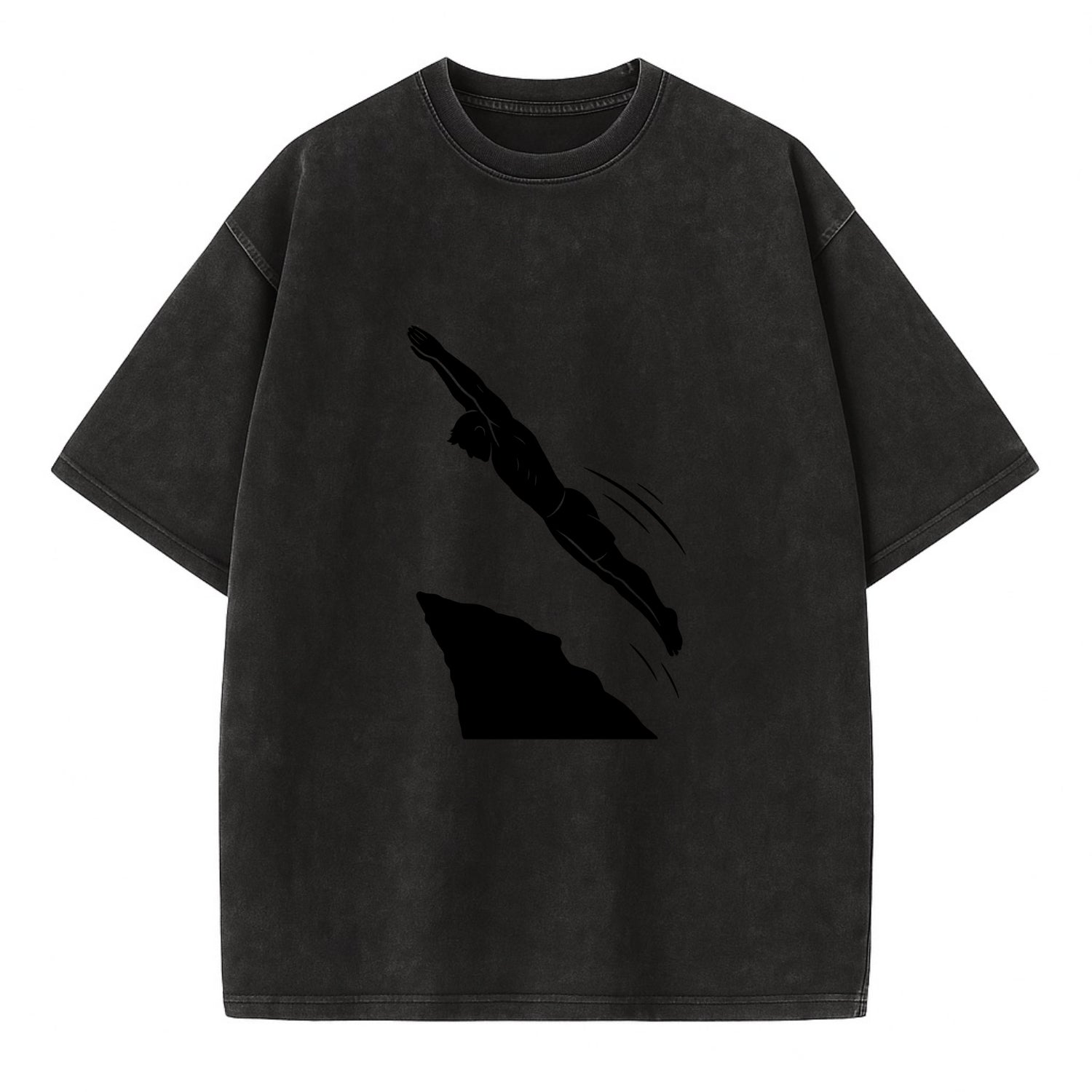 Cliff diver perfect form - Vintage T-shirt - Black