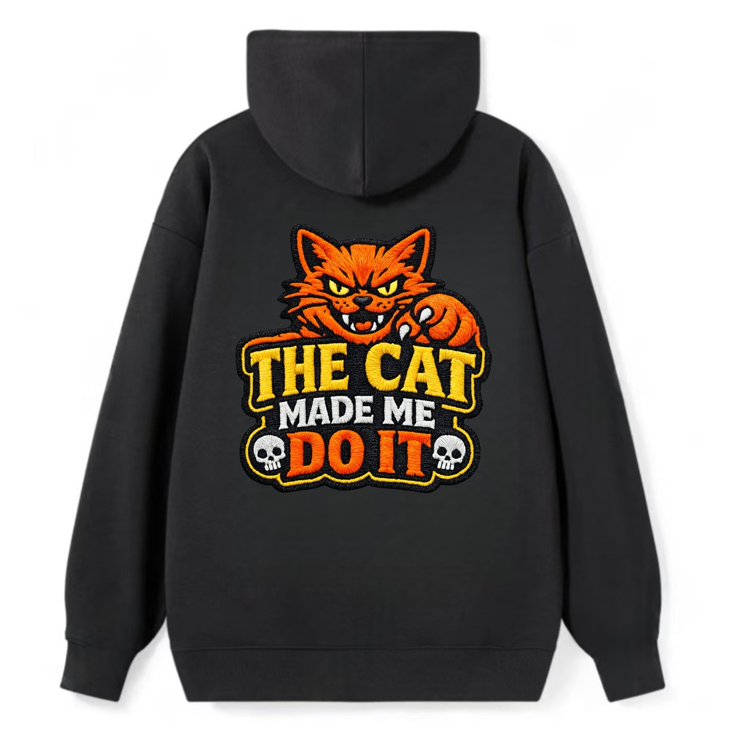 THE CAT MADE ME DO IT - mischievous cat in orange , blame the cat - Classic Pullover Hoodie - Black