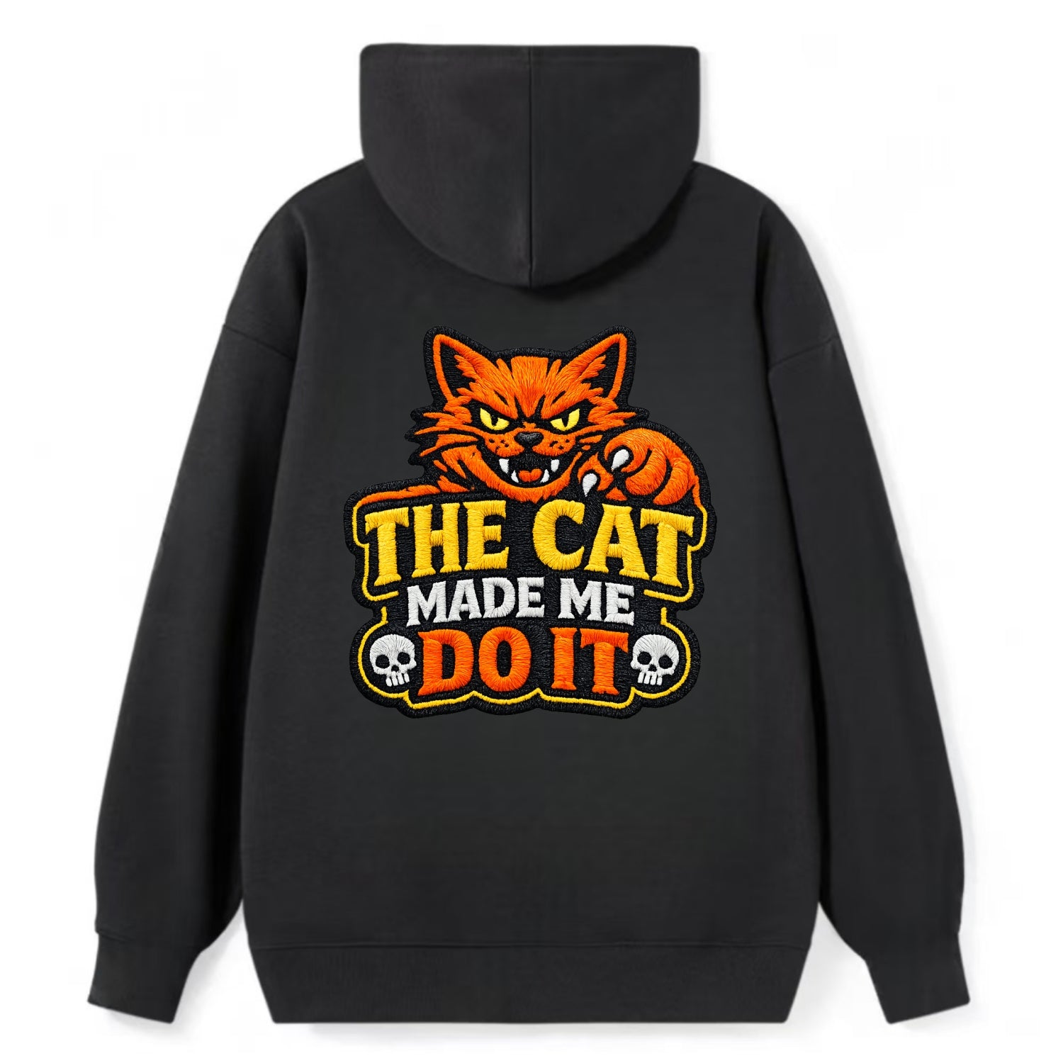 THE CAT MADE ME DO IT - mischievous cat in orange , blame the cat - Classic Pullover Hoodie - Black