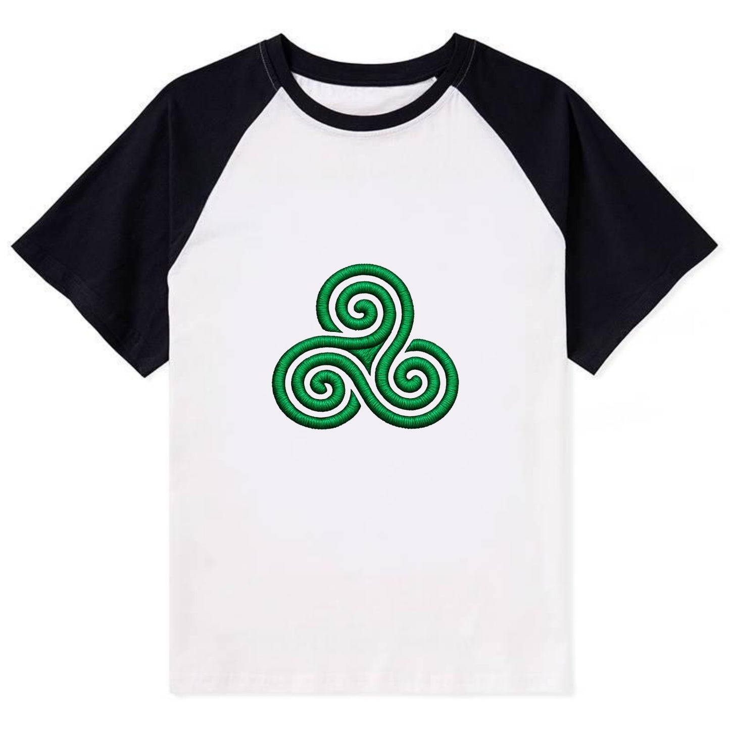 Triple Spiral - Contrast Raglan T-shirt - Black